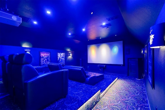 view of carpeted home theater room