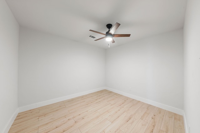 unfurnished room featuring ceiling fan and light hardwood / wood-style floors