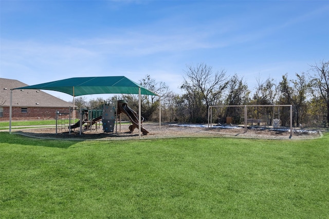 view of play area featuring a yard