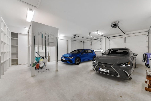 garage with a garage door opener