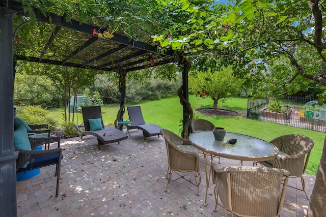 view of patio / terrace with a pergola