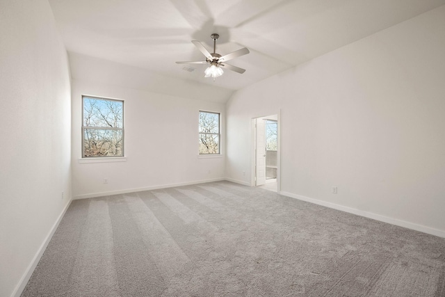 unfurnished room featuring carpet flooring and ceiling fan