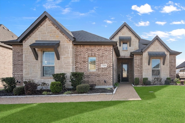 view of front of home featuring a front lawn