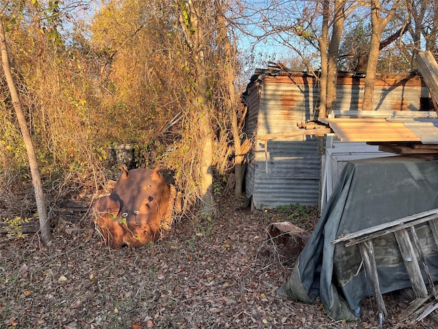 view of yard with an outbuilding