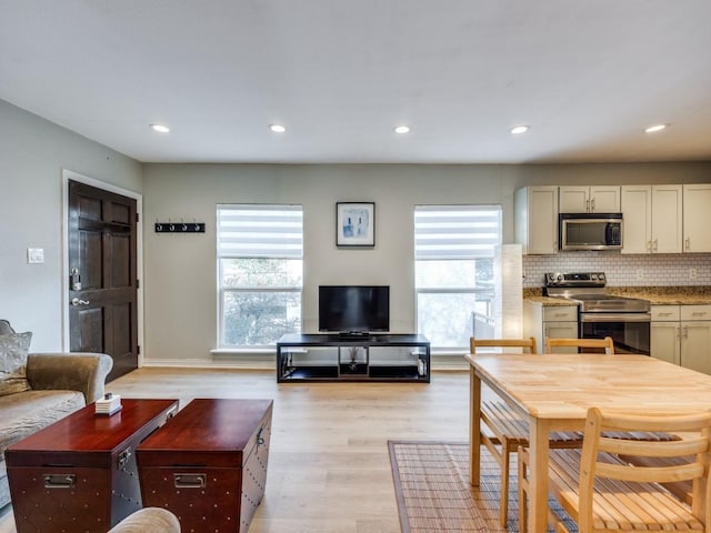 living room featuring light hardwood / wood-style flooring