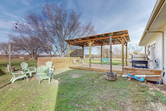 view of yard featuring a wooden deck