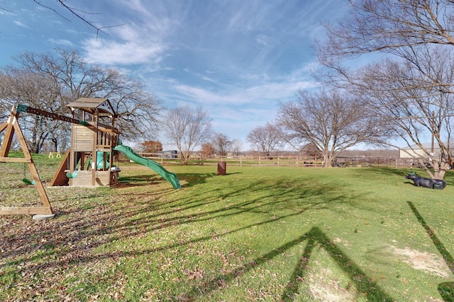 view of yard with a playground