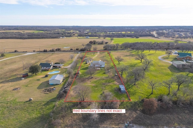 aerial view with a rural view