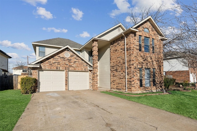 front of property with a front lawn and a garage