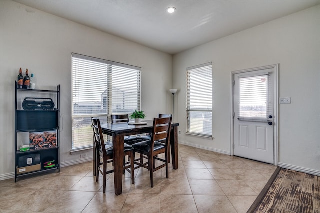 tiled dining room featuring a wealth of natural light