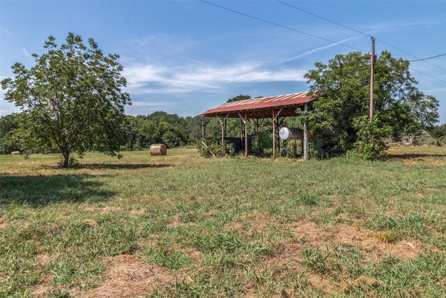 view of yard with a rural view