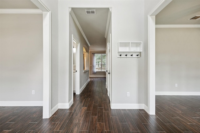 hallway with ornamental molding