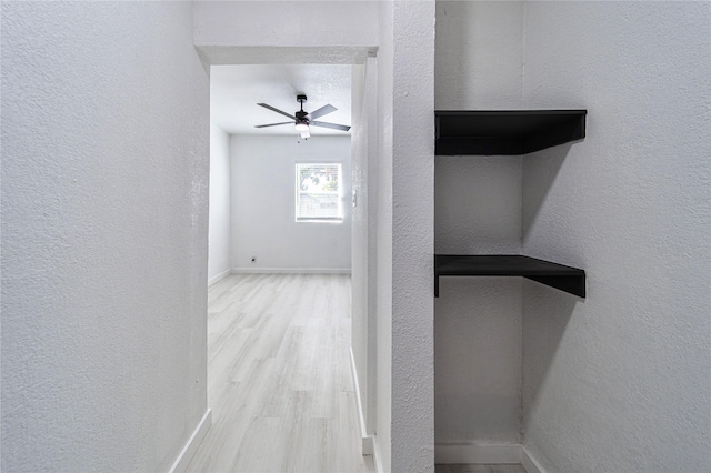 hallway with light hardwood / wood-style flooring