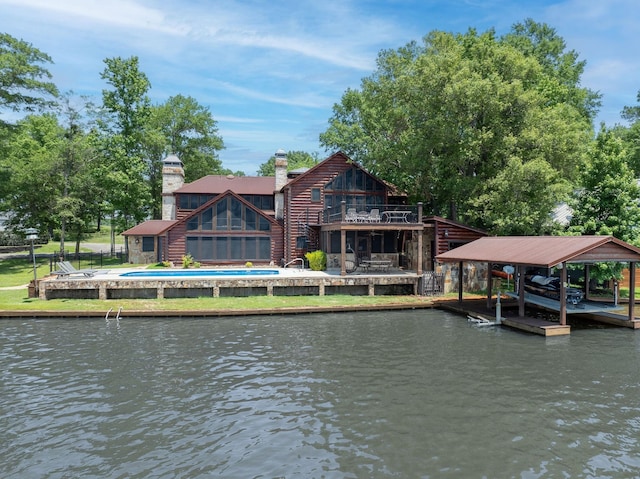 view of dock featuring a water view