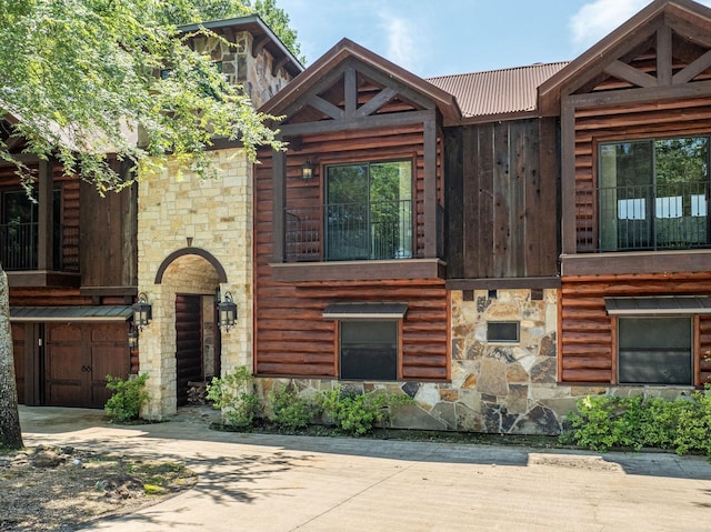 view of log home