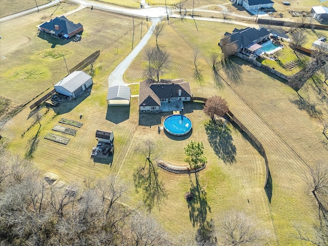 drone / aerial view with a rural view