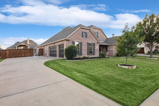 view of front of home featuring a front lawn and a garage