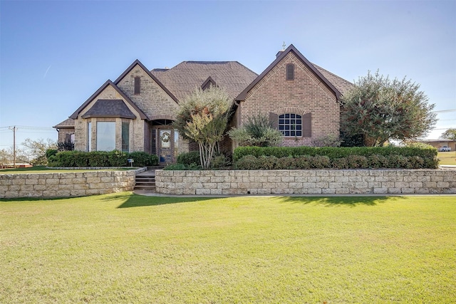 view of front of home featuring a front yard