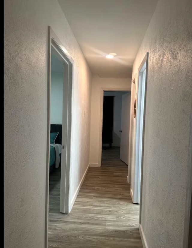 hallway with light wood-type flooring