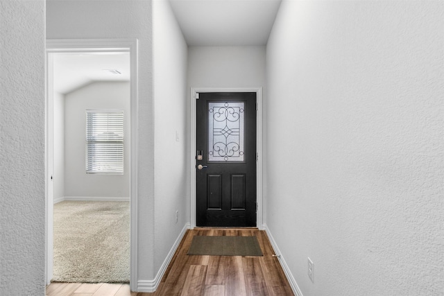 entryway with hardwood / wood-style floors