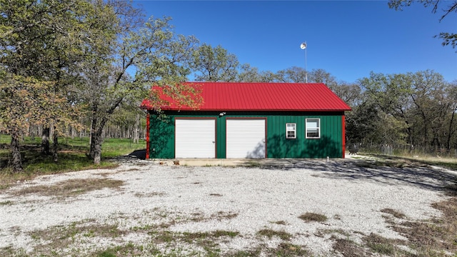 view of detached garage