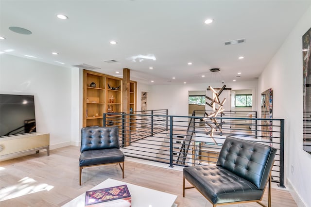 living area featuring light wood-type flooring