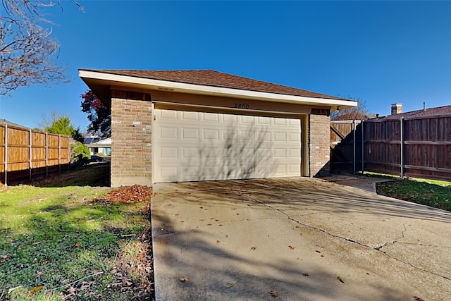 view of garage