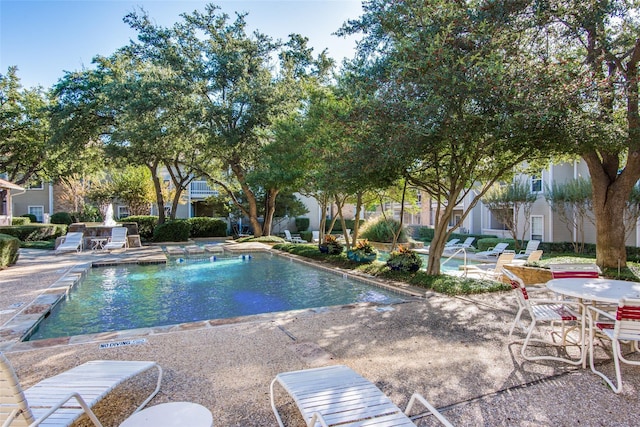 view of swimming pool with a patio