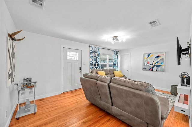 living room featuring light hardwood / wood-style flooring