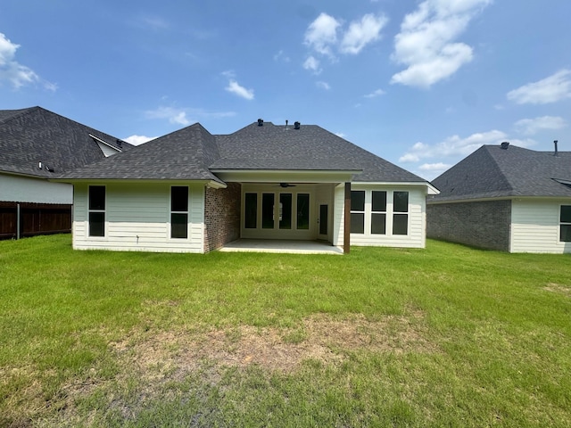 686 Newburyport St, Blanchard, LA 71107 - rear view of house featuring a shingled roof, a patio, and ceiling fan