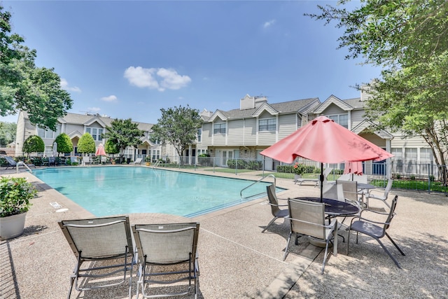 view of pool featuring a patio area