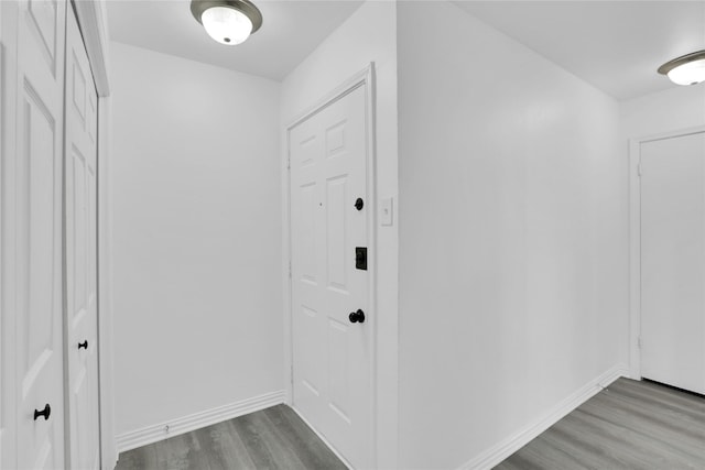 hallway featuring wood-type flooring