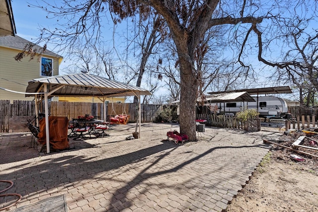 view of yard featuring a gazebo and a patio