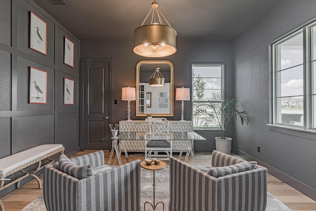 living room featuring light hardwood / wood-style flooring