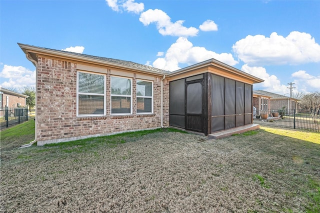 3198 Oyster Bay Dr, Frisco, TX 75036 - rear view of property with a sunroom and brick siding