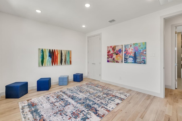 living area featuring wood-type flooring