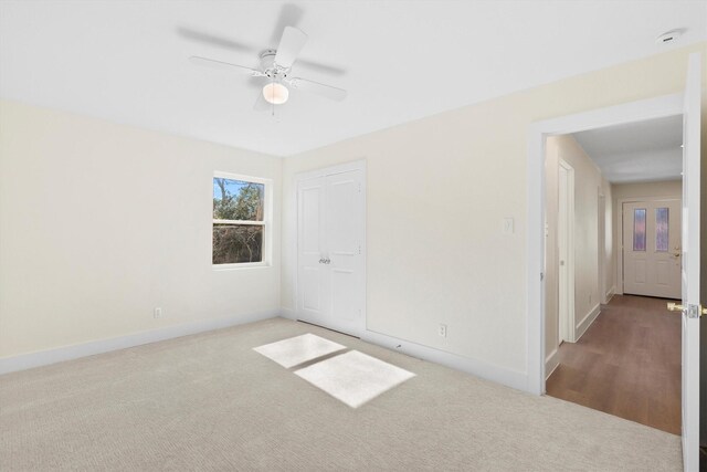 3506 Mcdonald Way, Garland, TX 75041 - unfurnished bedroom featuring carpet floors, baseboards, a closet, and ceiling fan