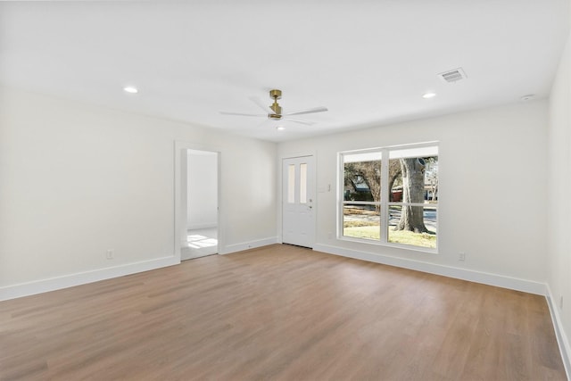 3506 Mcdonald Way, Garland, TX 75041 - empty room with light wood-style floors, a ceiling fan, baseboards, and recessed lighting
