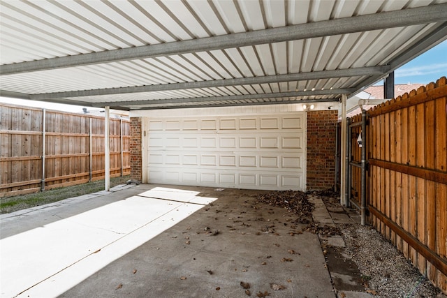 view of garage