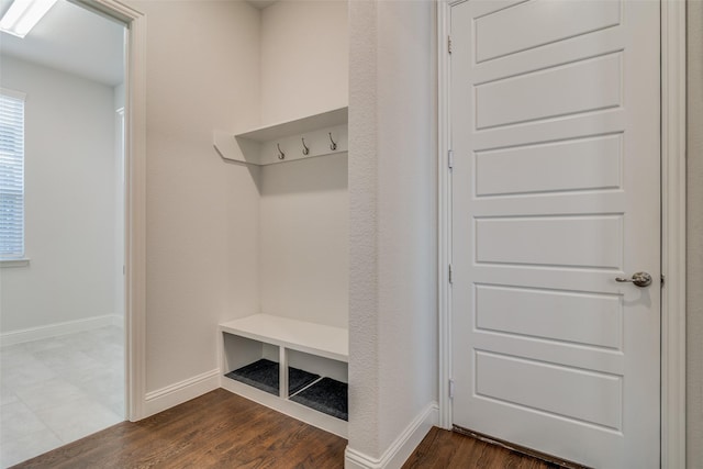 mudroom featuring dark hardwood / wood-style floors