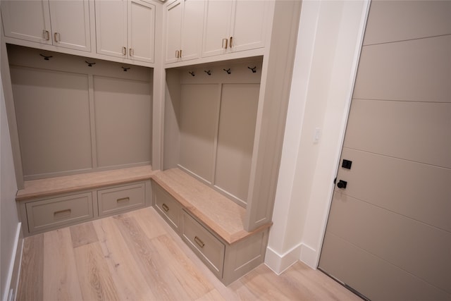 mudroom featuring light wood-type flooring