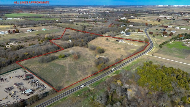 drone / aerial view featuring a rural view