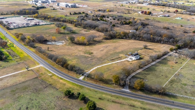 aerial view featuring a rural view