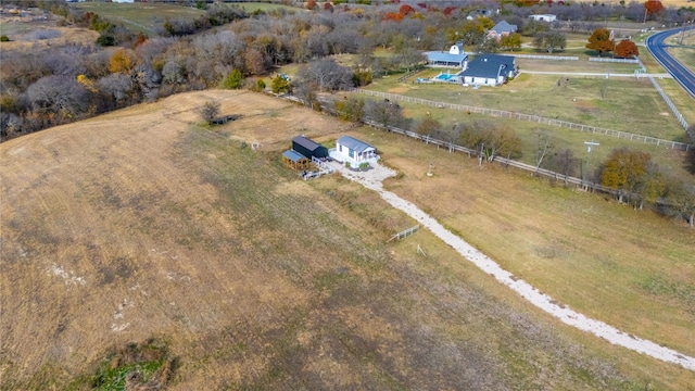 drone / aerial view with a rural view