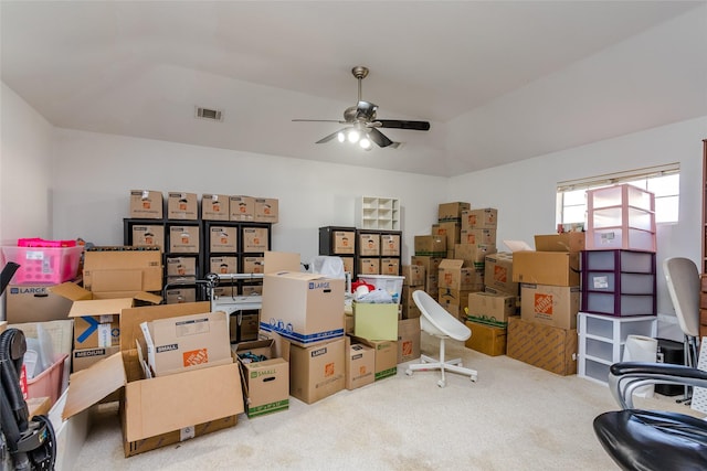 storage with ceiling fan