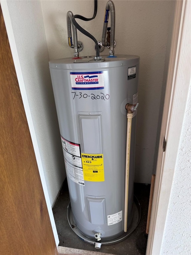 utility room featuring water heater