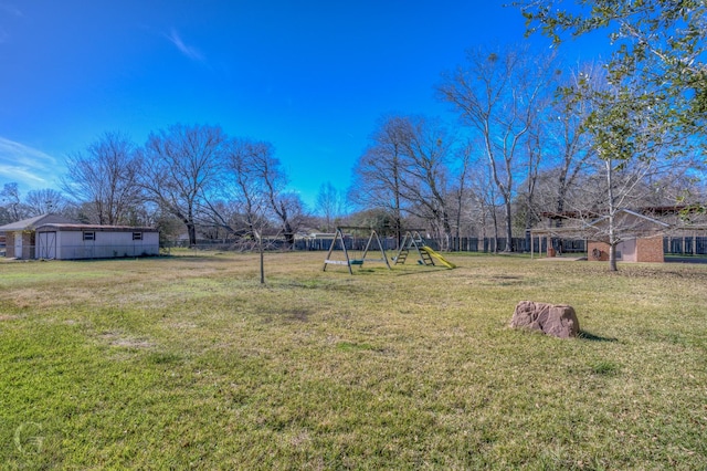 view of yard with a playground