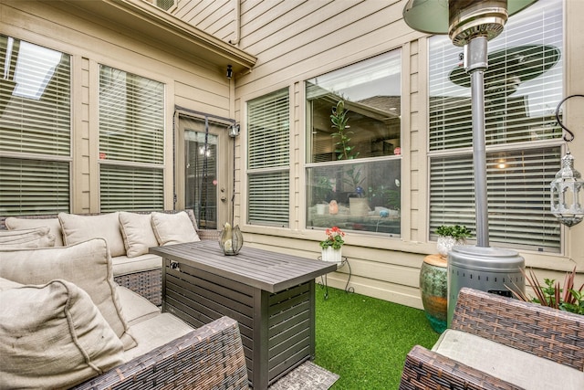 exterior space featuring an outdoor living space