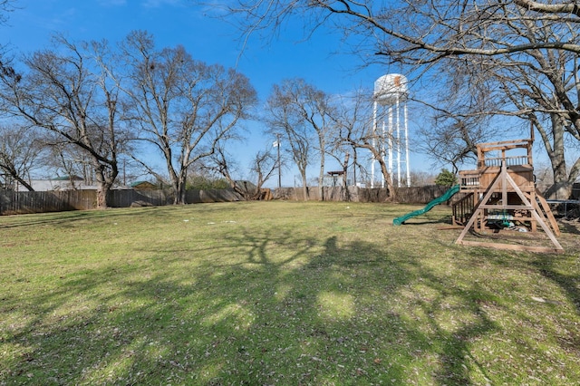 view of yard with a playground