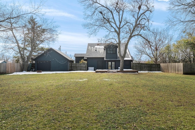 view of yard featuring a garage